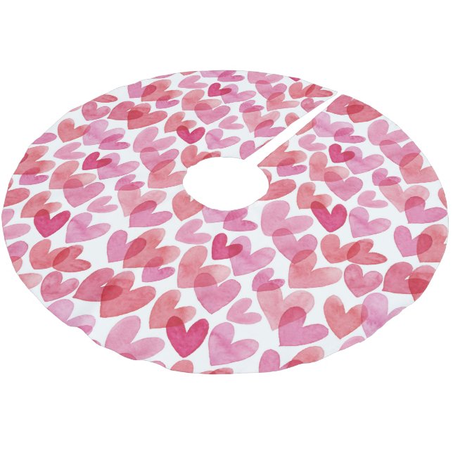 Jupon De Sapin En Polyester Brossé Motif de coeur aquarelle (Angle)