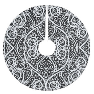 Jupon De Sapin En Polyester Brossé Motif de cœurs noirs et blancs mignons