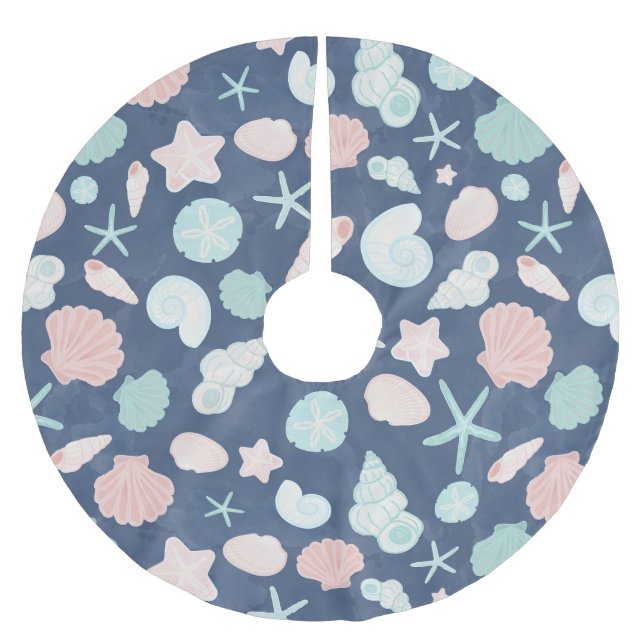 Jupon De Sapin En Polyester Brossé motif de coquillages (Devant)