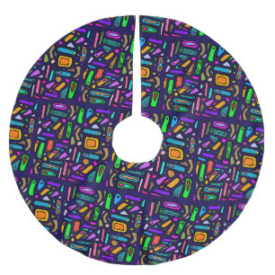 Jupon De Sapin En Polyester Brossé Motif de couleurs et de formes
