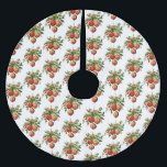 Jupon De Sapin En Polyester Brossé Motif de décorations d'arbre de Noël Cool rétro<br><div class="desc">Jupe d'arbre avec une illustration de style vintage. 3 boules de Noël rouges entourées de saints verts et de baies. Design rétro élégant.</div>