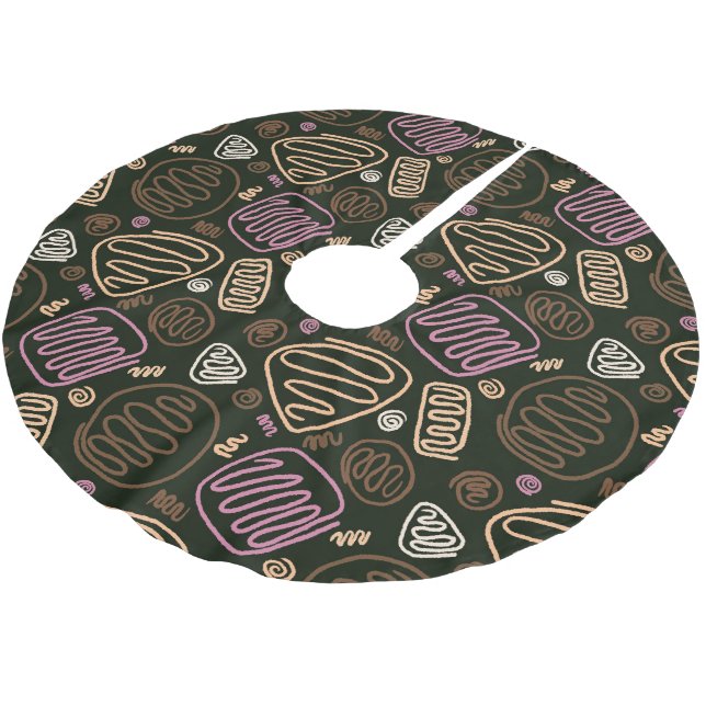 Jupon De Sapin En Polyester Brossé Motif de dessin artistique Festive rose une ligne (Angle)