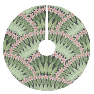 Jupon De Sapin En Polyester Brossé Motif de fleurs tropicales peintes à la main