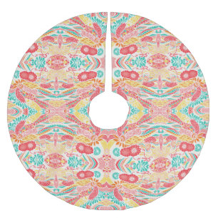 Jupon De Sapin En Polyester Brossé Motif de fleurs vintage coloré mignon