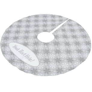 Jupon De Sapin En Polyester Brossé Motif de flocon blanc gris clair et blanc d'hiver