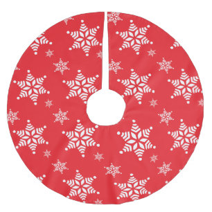Jupon De Sapin En Polyester Brossé Motif de flocon de neige, Flakes blancs, Neige, Ro