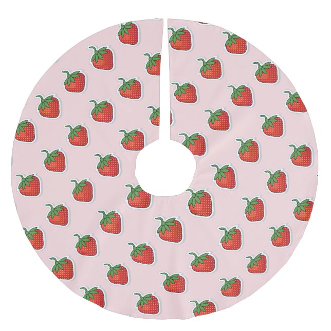 Jupon De Sapin En Polyester Brossé Motif de fraises rouges sucrées (Devant)