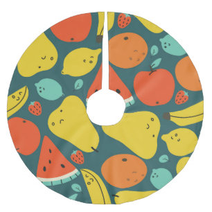 Jupon De Sapin En Polyester Brossé Motif de fruits tropicaux tiré à la main