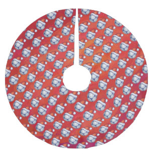 Jupon De Sapin En Polyester Brossé Motif de la balle de soccer en bleu et blanc sur r