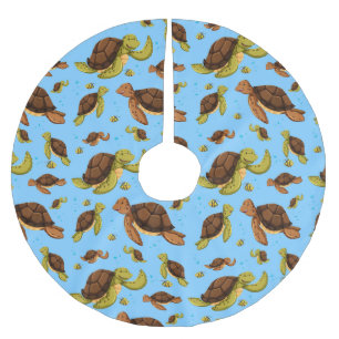 Jupon De Sapin En Polyester Brossé Motif de la tortue de mer