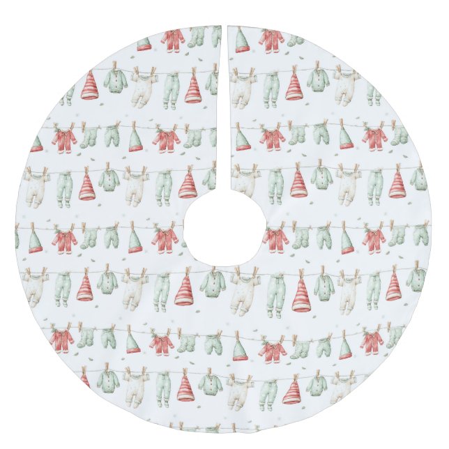 Jupon De Sapin En Polyester Brossé Motif de lessive de lutin  (Devant)
