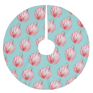 Jupon De Sapin En Polyester Brossé Motif de l'ornement Red Seashell