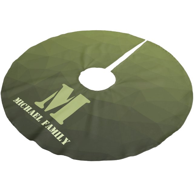 Jupon De Sapin En Polyester Brossé Motif de maillage géométrique d'olive verte de l'a (Angle)