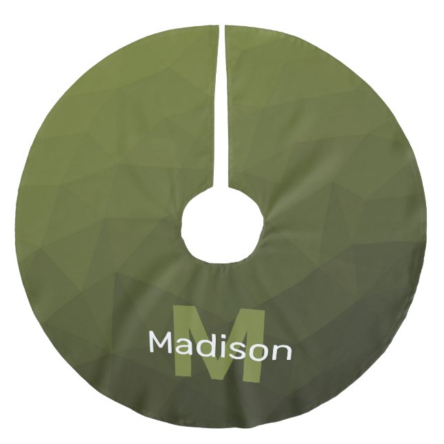 Jupon De Sapin En Polyester Brossé Motif de maillage géométrique vert ombre de l'armé (Devant)