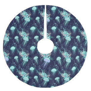 Jupon De Sapin En Polyester Brossé Motif de méduse sous-marine