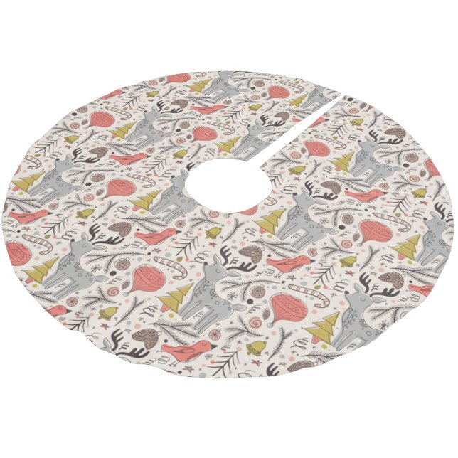 Jupon De Sapin En Polyester Brossé Motif de Noël (Angle)