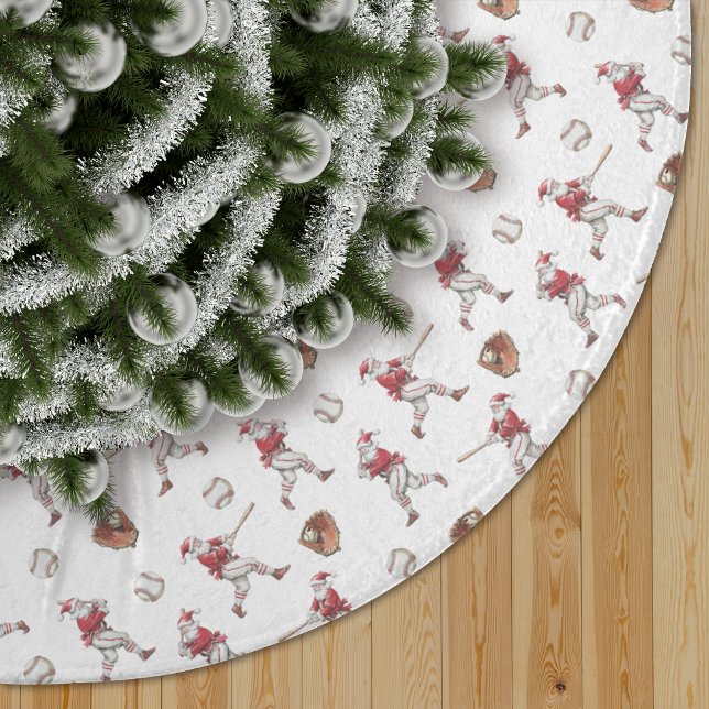 Jupon De Sapin En Polyester Brossé Motif de Noël Baseball Santa (Créateur téléchargé)