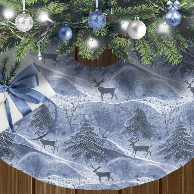 Jupon De Sapin En Polyester Brossé Motif de Noël bleu#13 ID1009 (Créateur téléchargé)