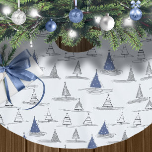 Jupon De Sapin En Polyester Brossé Motif de Noël bleu n° 5 ID1009