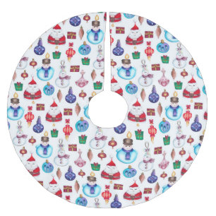 Jupon De Sapin En Polyester Brossé Motif de Noël couleur Whimsical