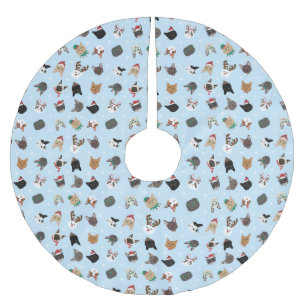 Jupon De Sapin En Polyester Brossé Motif de Noël du chat