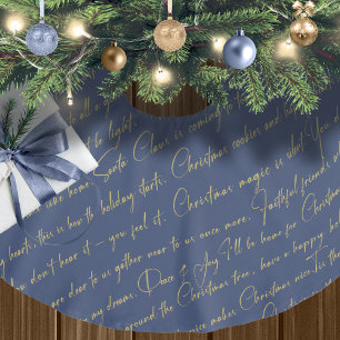 Jupon De Sapin En Polyester Brossé Motif de Noël Gold bleu#36 ID1009