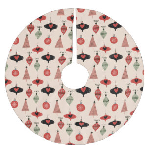 Jupon De Sapin En Polyester Brossé Motif de Noël Moderne du Milieu du Siècle 