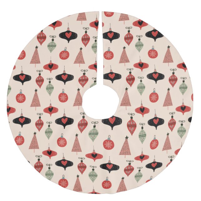 Jupon De Sapin En Polyester Brossé Motif de Noël Moderne du Milieu du Siècle  (Devant)