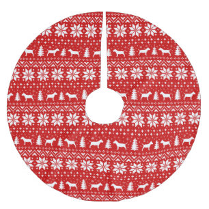 Jupon De Sapin En Polyester Brossé Motif de Noël pour Bull Terrier Miniature Rouge