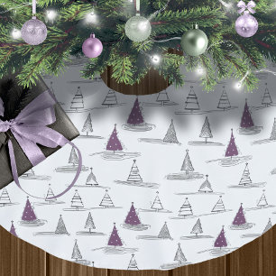 Jupon De Sapin En Polyester Brossé Motif de Noël pourpre n° 5 ID1009