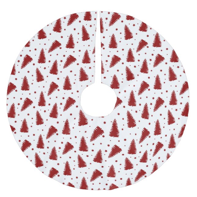 Jupon De Sapin En Polyester Brossé Motif de Noël rouge  (Devant)