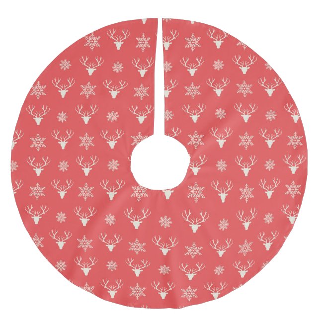 Jupon De Sapin En Polyester Brossé Motif de Noël rouge (Devant)