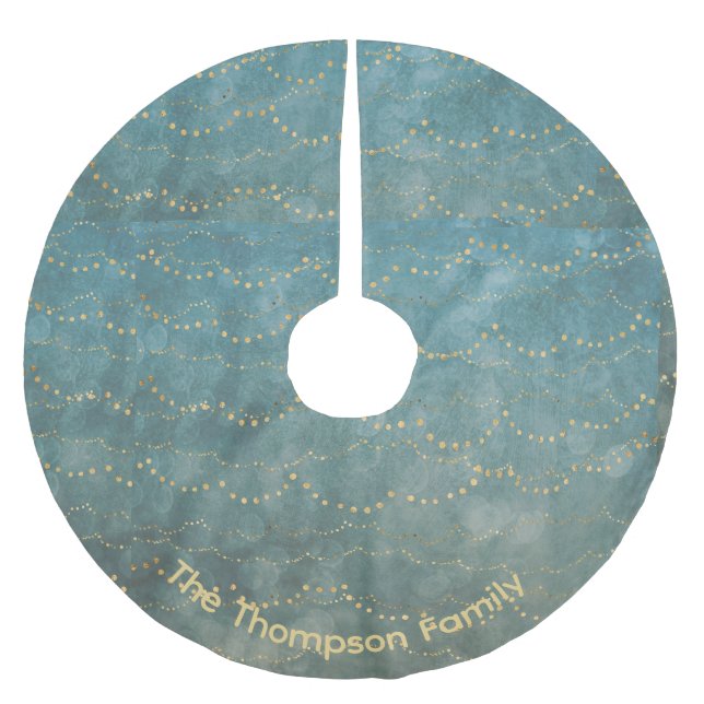 Jupon De Sapin En Polyester Brossé Motif de Noël Starry Green personnalisé (Devant)