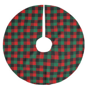 Jupon De Sapin En Polyester Brossé Motif de Noël vert rouge moderne