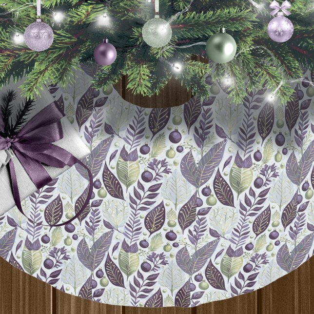 Jupon De Sapin En Polyester Brossé Motif de Noël vert violet #21 ID1009 (Créateur téléchargé)