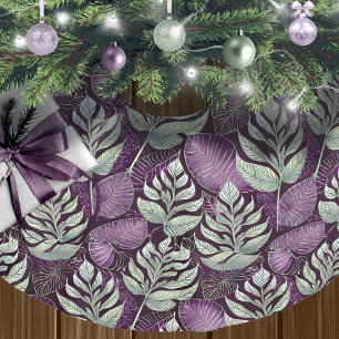 Jupon De Sapin En Polyester Brossé Motif de Noël vert violet #29 ID1009