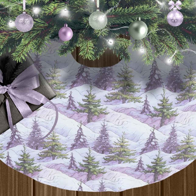 Jupon De Sapin En Polyester Brossé Motif de Noël vert violet #4 ID1009 (Créateur téléchargé)