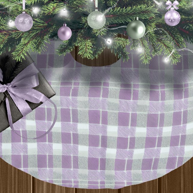 Jupon De Sapin En Polyester Brossé Motif de Noël vert violet #7 ID1009 (Créateur téléchargé)