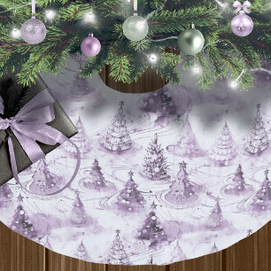 Jupon De Sapin En Polyester Brossé Motif de Noël violet n° 3 ID1009