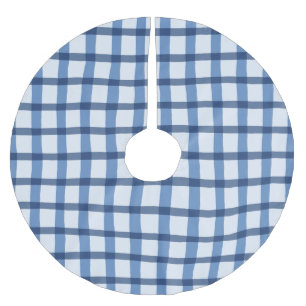 Jupon De Sapin En Polyester Brossé Motif de plaid bleu et blanc