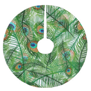 Jupon De Sapin En Polyester Brossé motif de plumes de paon