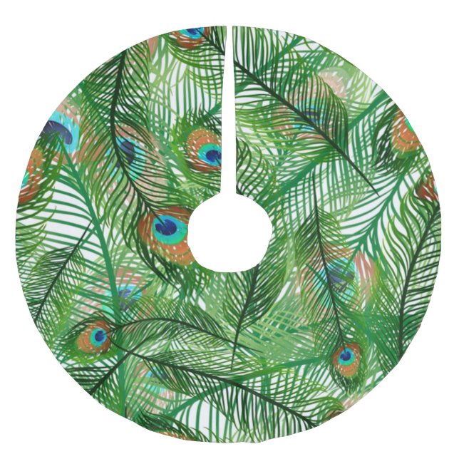 Jupon De Sapin En Polyester Brossé motif de plumes de paon (Devant)
