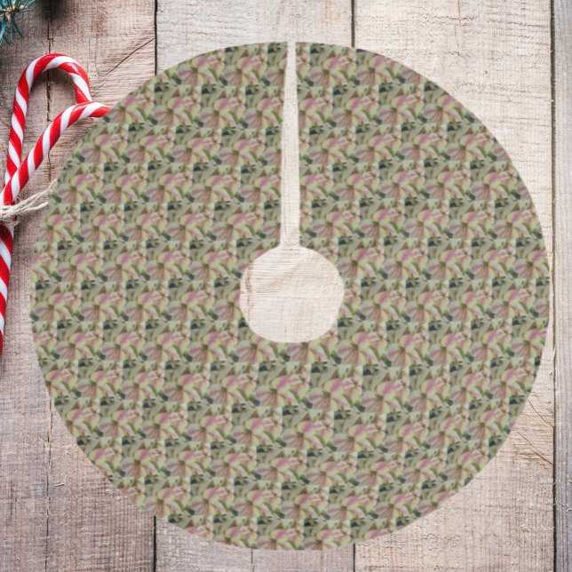 Jupon De Sapin En Polyester Brossé Motif de Poinsettia varié rose et crème (In Situ)