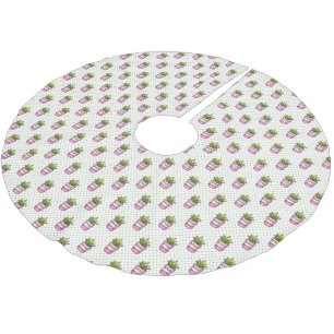 Jupon De Sapin En Polyester Brossé Motif de point Polka Succulent Aquarelle
