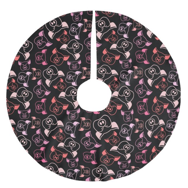 Jupon De Sapin En Polyester Brossé Motif de porcs (Devant)