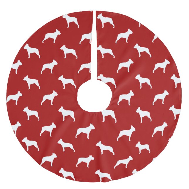 Jupon De Sapin En Polyester Brossé Motif de silhouettes de Terrier de Boston (Devant)