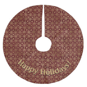 Jupon De Sapin En Polyester Brossé Motif de tourbillons bordeaux et or modernes Ajout