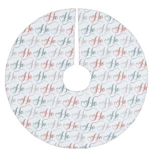 Jupon De Sapin En Polyester Brossé Motif de typographie Ho Ho Ho
