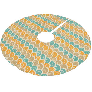 Jupon De Sapin En Polyester Brossé Motif de vagues d'aquarelle