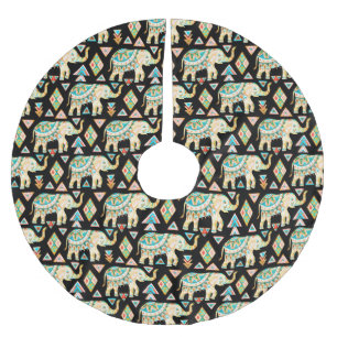 Jupon De Sapin En Polyester Brossé Motif d'éléphants indiens colorés